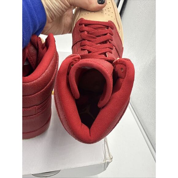 Size 9.5 - Air Jordan 1 Retro Premium High Dipped Toe - Red W - Picture 6 of 10